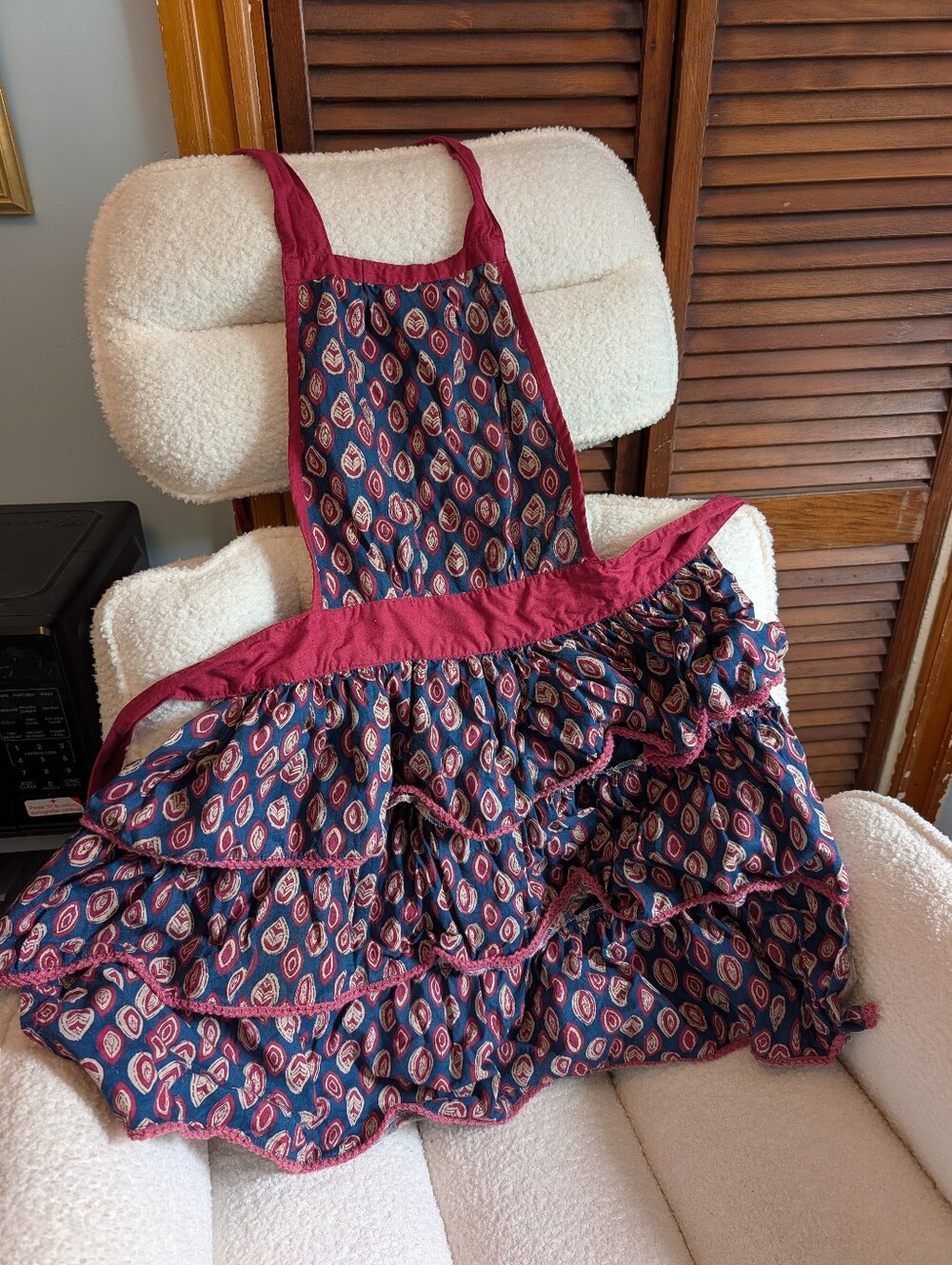 Kitchen Apron Ruffle Skirt Boho Print